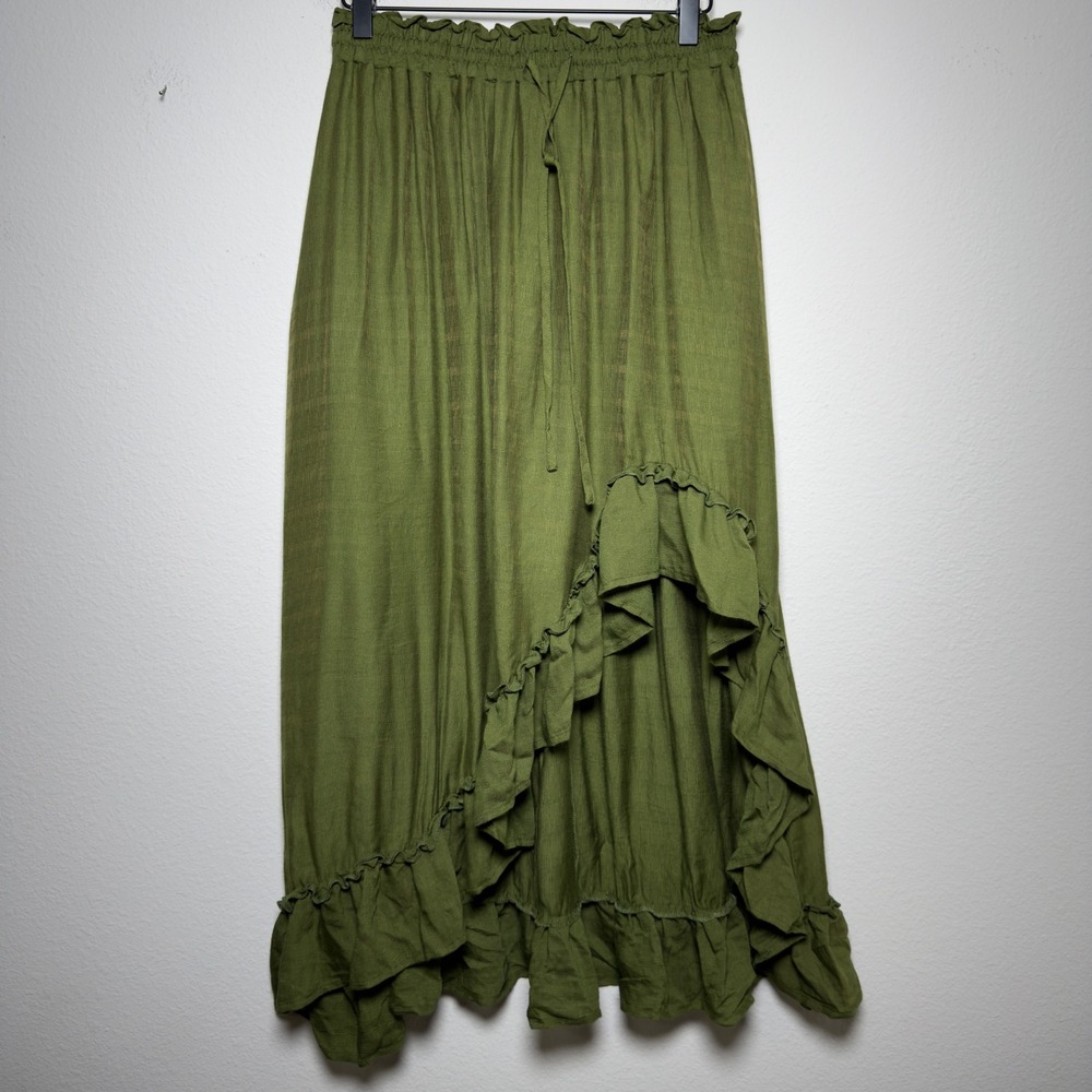 Scarlet Darkness Women Indie Fairy Skirt Medium Green Ruffle High Low Ren Faire